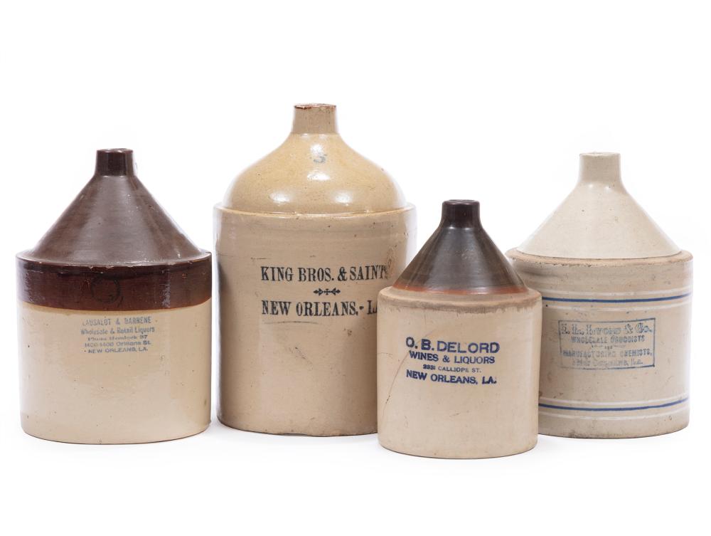 FOUR NEW ORLEANS STONEWARE ADVERTISING