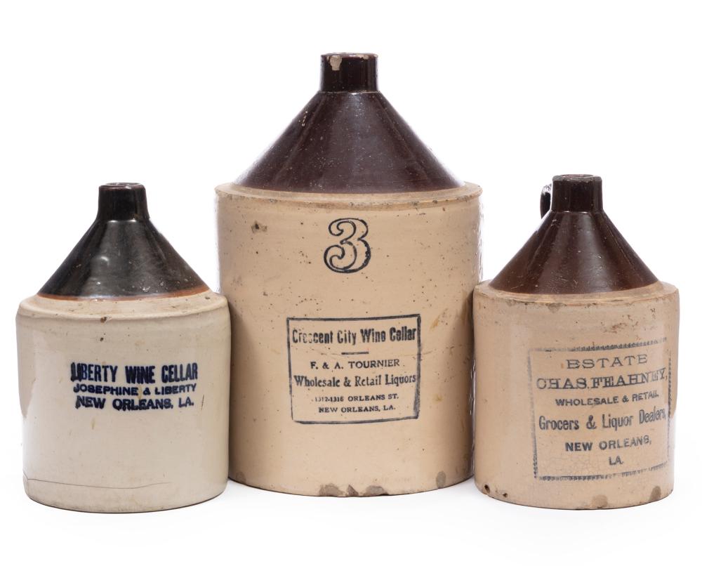 THREE NEW ORLEANS STONEWARE ADVERTISING 31827f