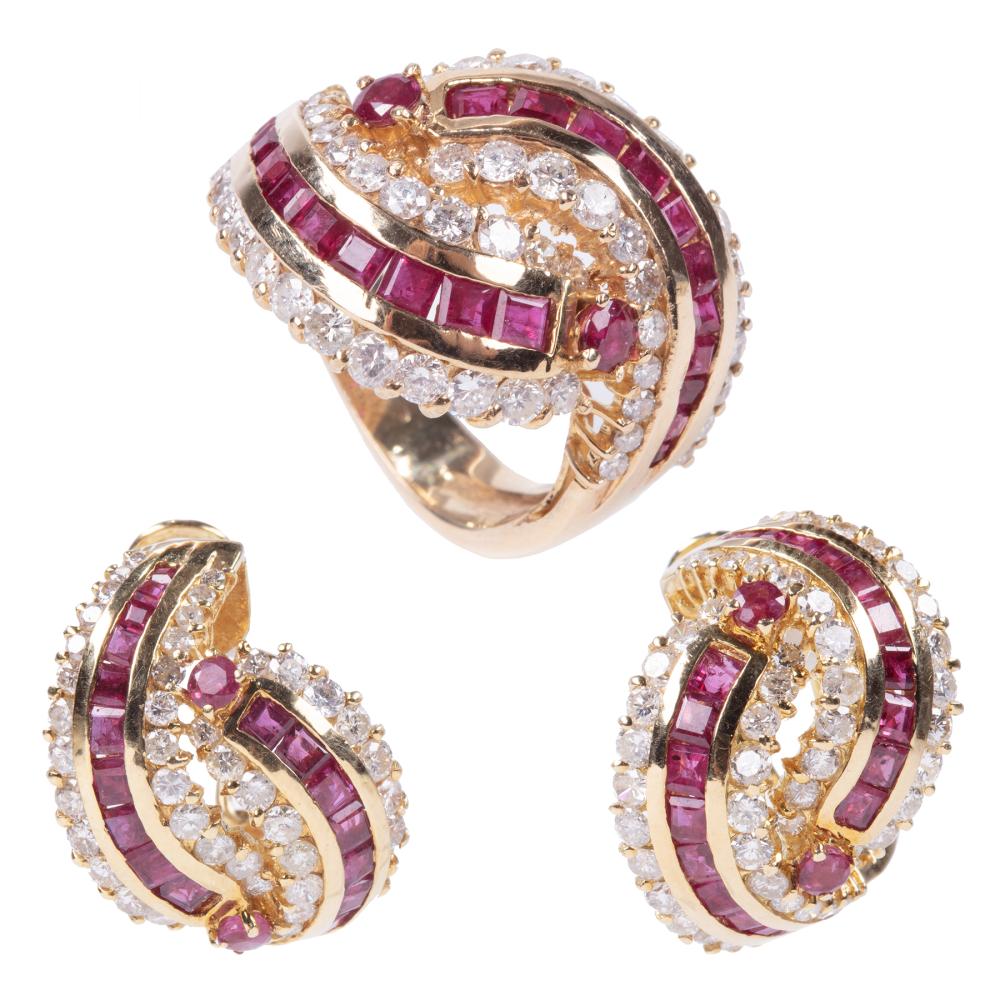 18 KT. YELLOW GOLD, RUBY AND DIAMOND