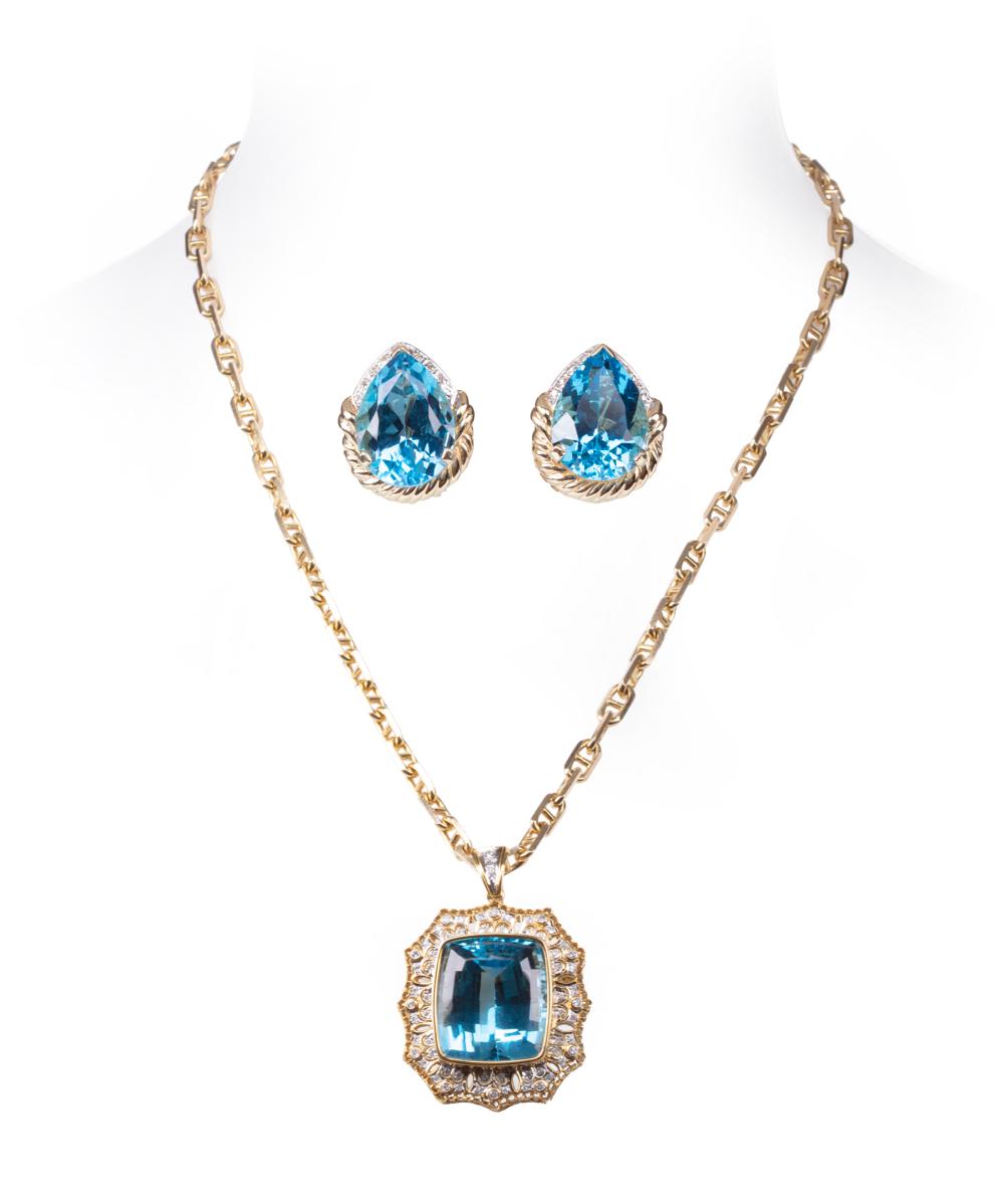 14 KT YELLOW GOLD BLUE TOPAZ  3182b5