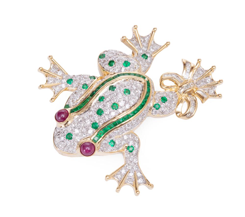 18 KT GOLD DIAMOND EMERALD RUBY 3182b3