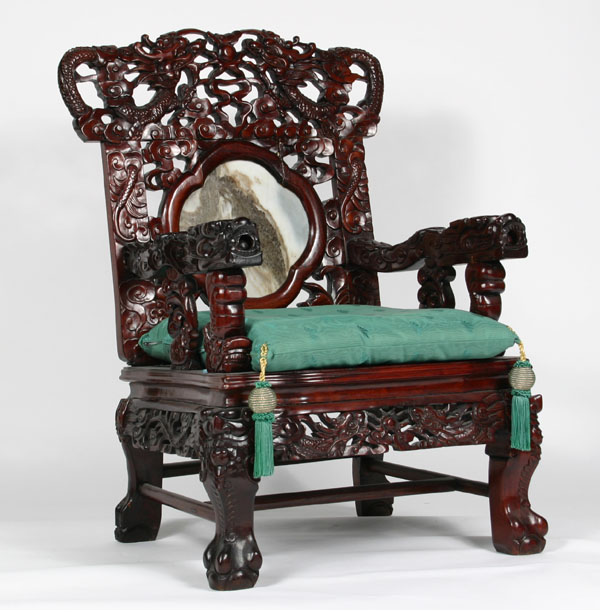 Asian Ornately Carved Chinese Chair 4f379