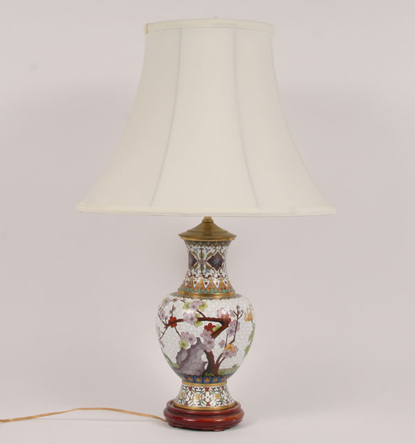 Cloisonne lamp with shade, lamp