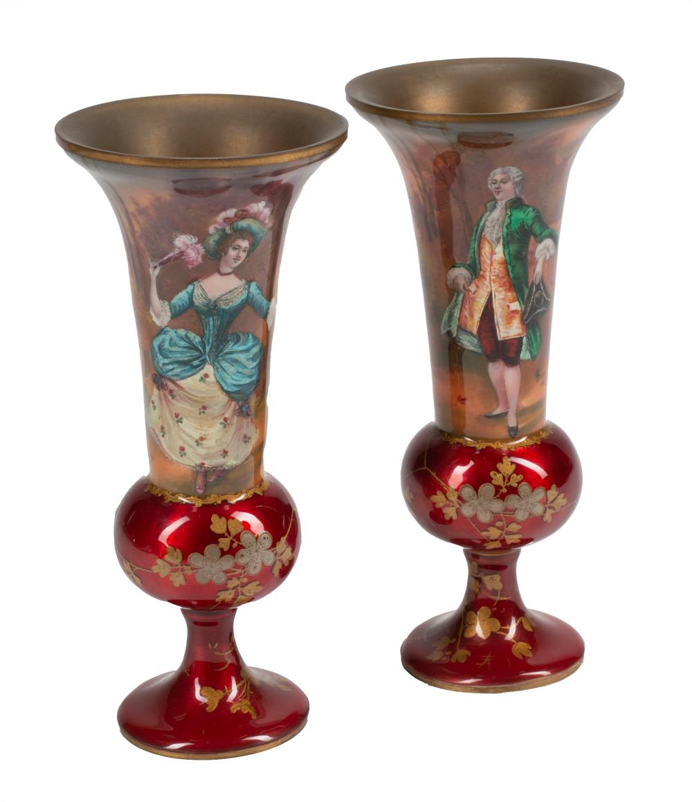 PAIR OF FRENCH ENAMELED COPPER 31832d