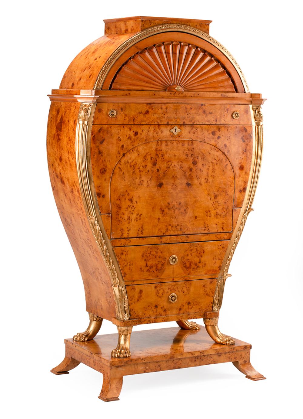 BIEDERMEIER-STYLE BURLWOOD SECRETAIREBiedermeier-Style