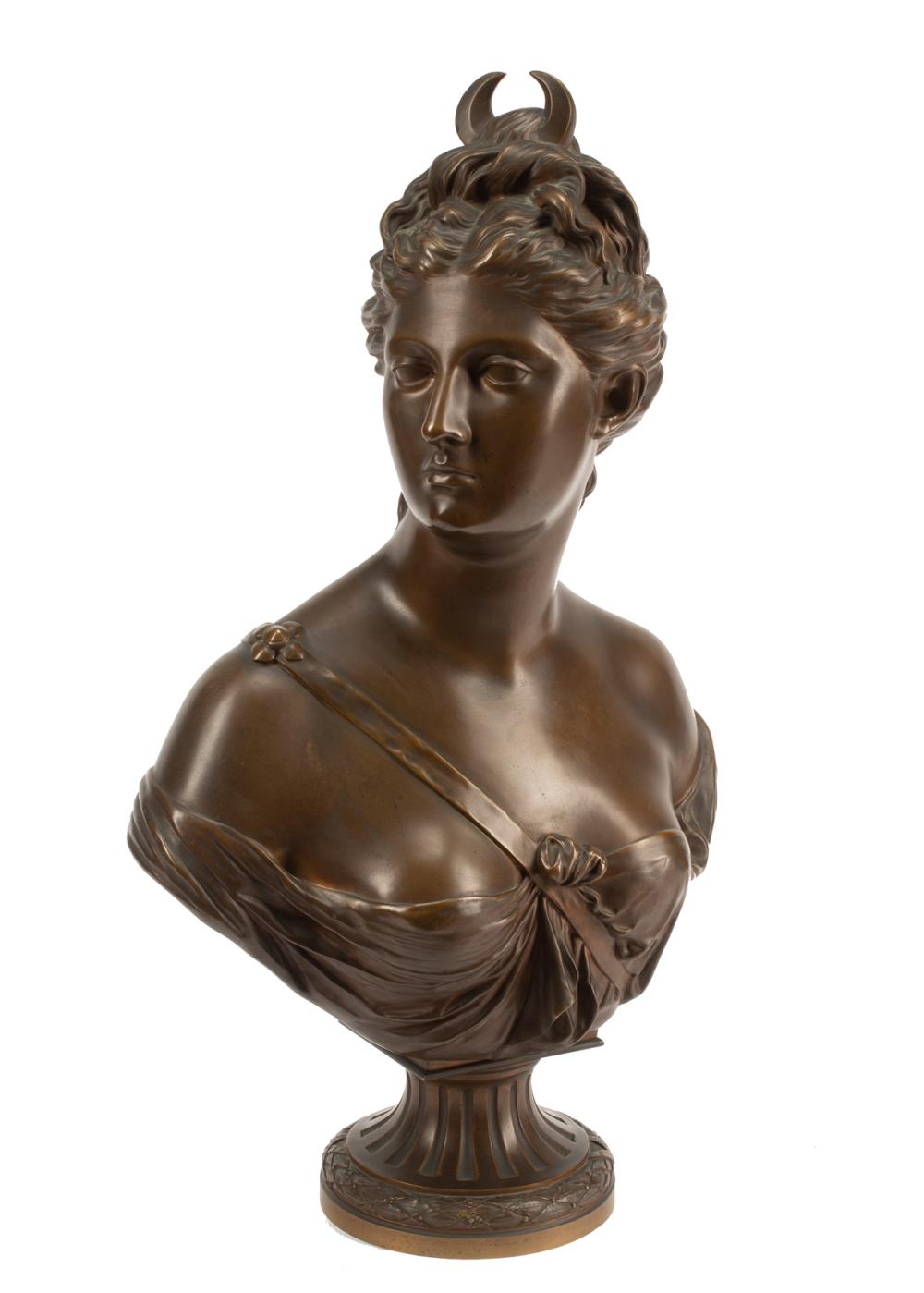 FRENCH PATINATED BRONZE BUST OF