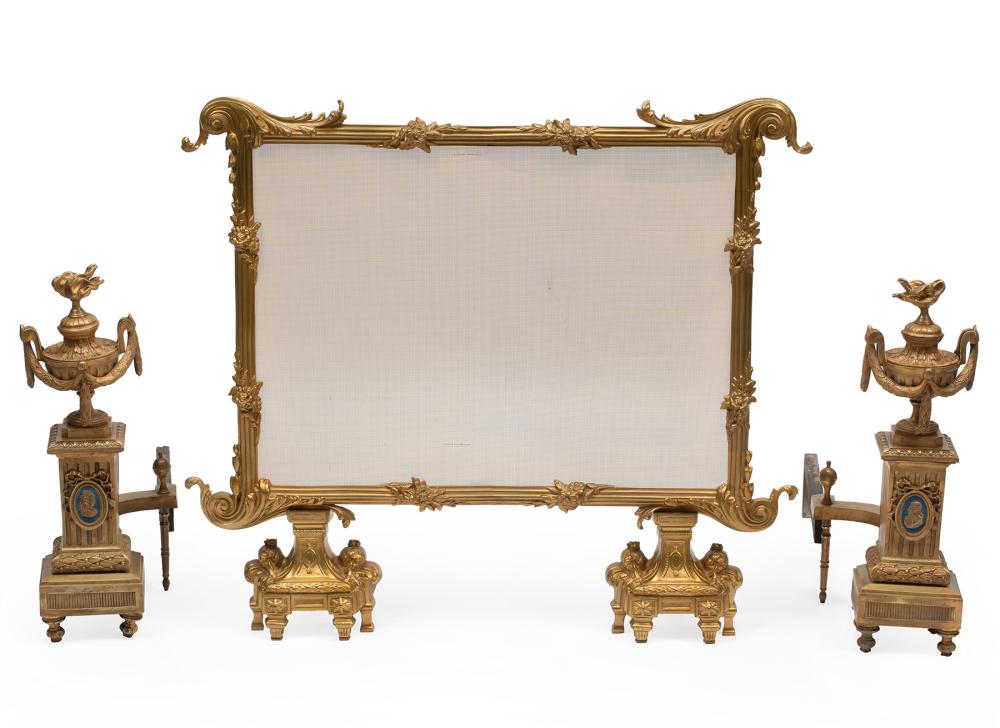 FRENCH GILT BRONZE AND ENAMEL FIREPLACE 318394