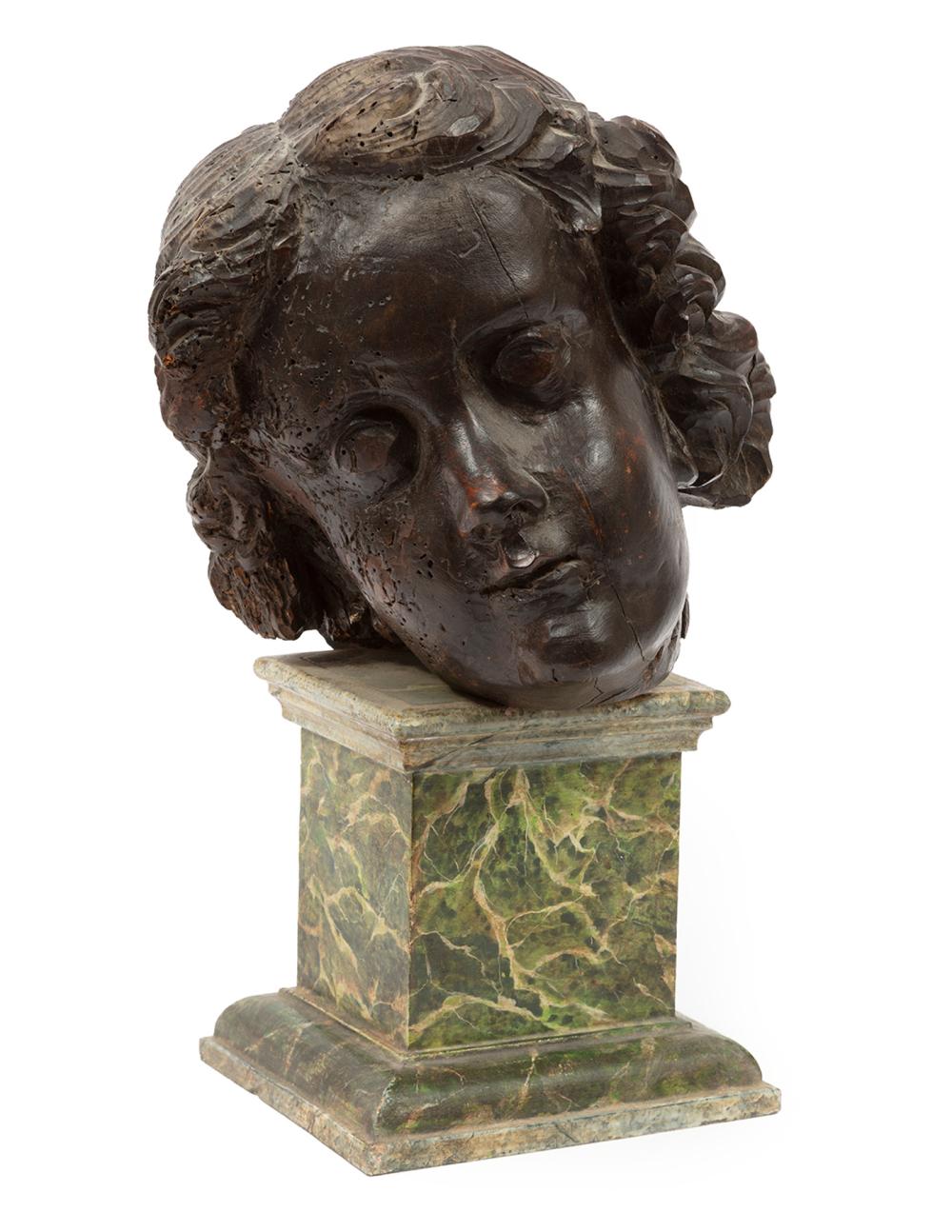 CONTINENTAL CARVED WOOD BUST OF 3183d8