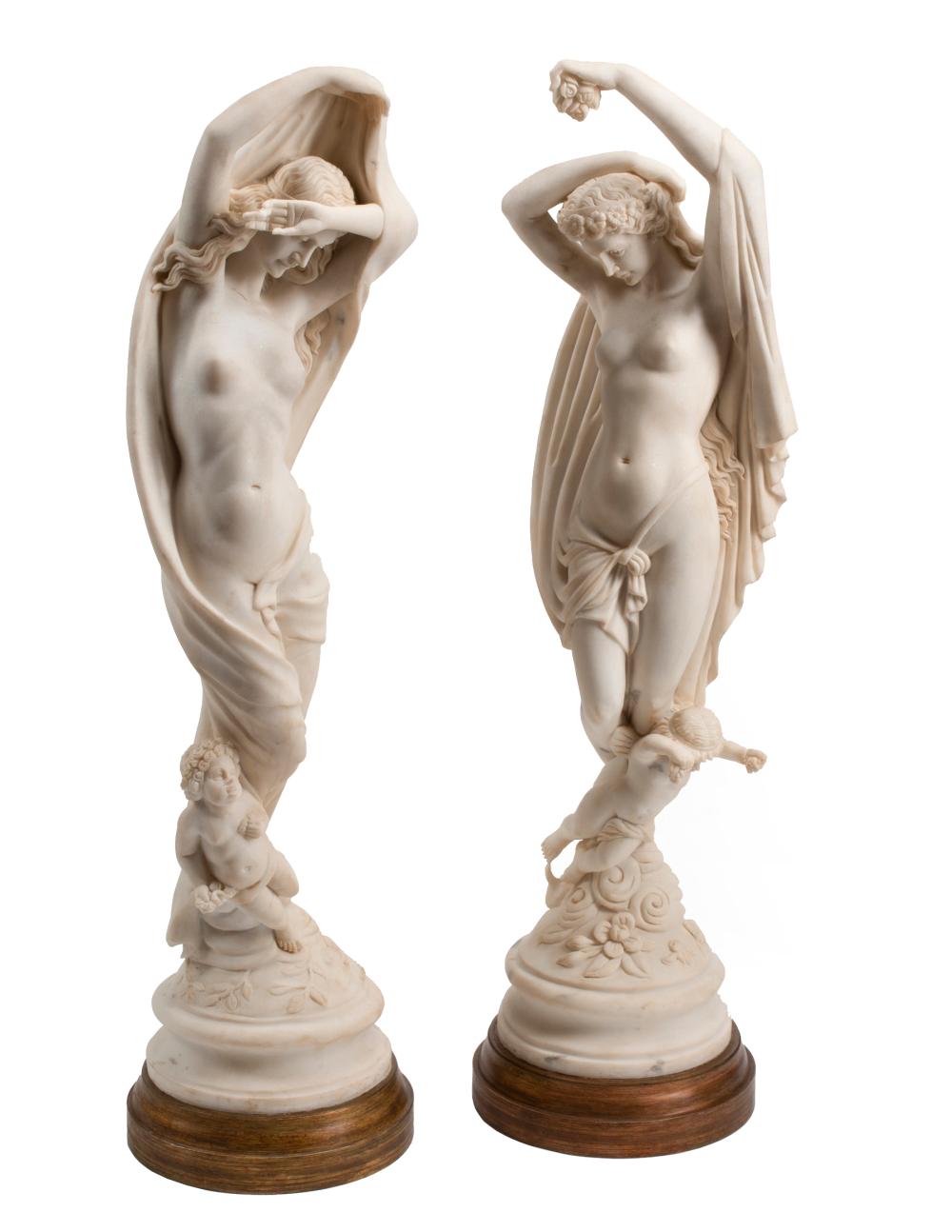 CARVED MARBLE FIGURES OF MAIDENS 3183ef