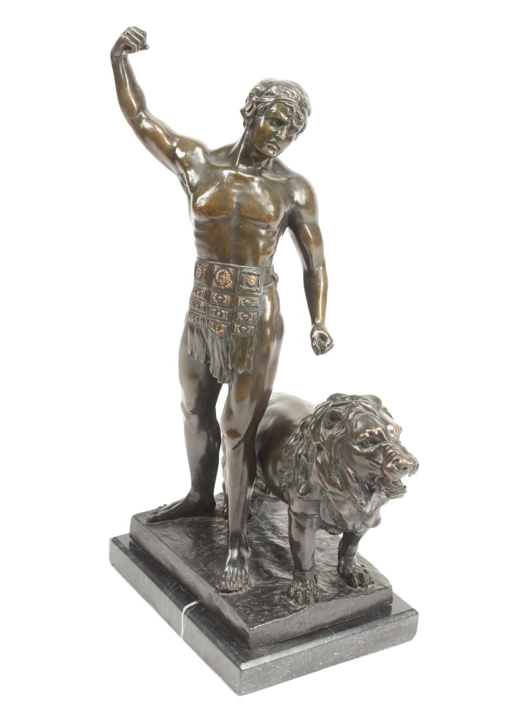 PATINATED BRONZE FIGURAL GLADIATOR 3183f7