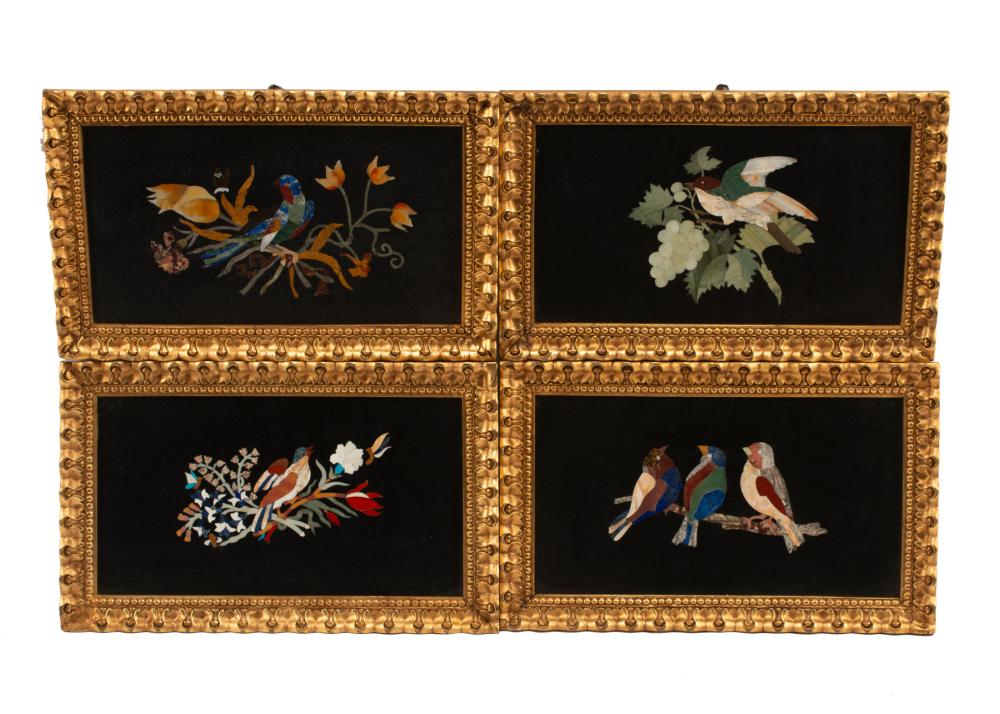 FOUR ITALIAN FRAMED PIETRA DURA 31841b