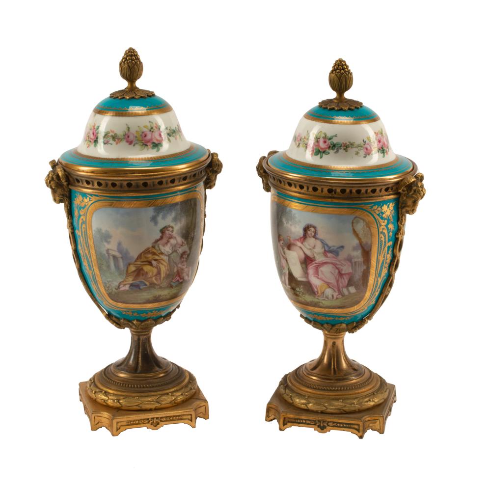 SEVRES BRONZE-MOUNTED PORCELAIN COVERED