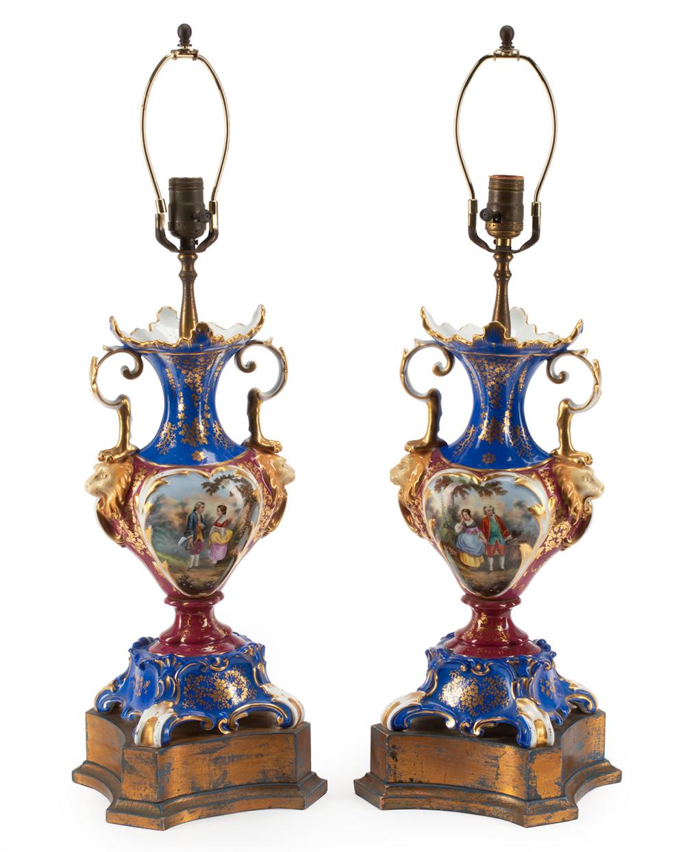 PAIR OF VICTORIAN POLYCHROME PORCELAIN