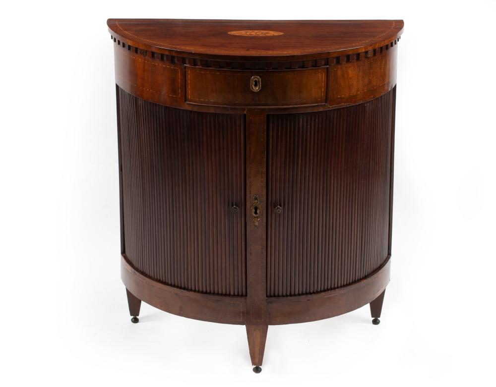 REGENCY-STYLE INLAID MAHOGANY DEMILUNE