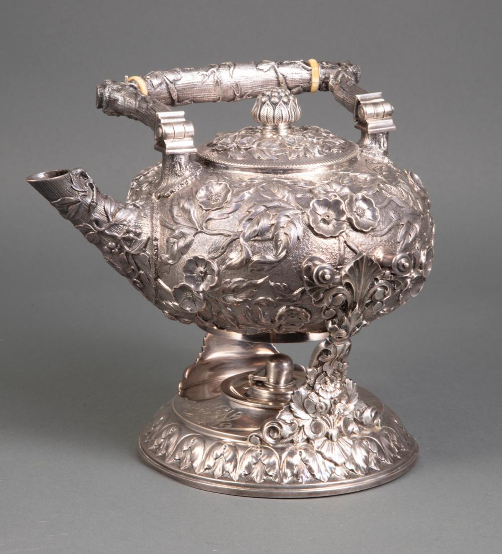 THEODORE B. STARR STERLING SILVER KETTLE-ON-STANDTheodore