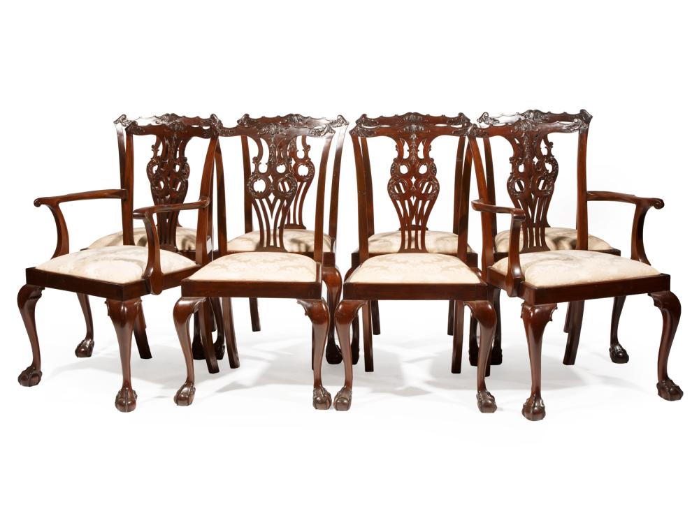 EIGHT CHIPPENDALE-STYLE MAHOGANY