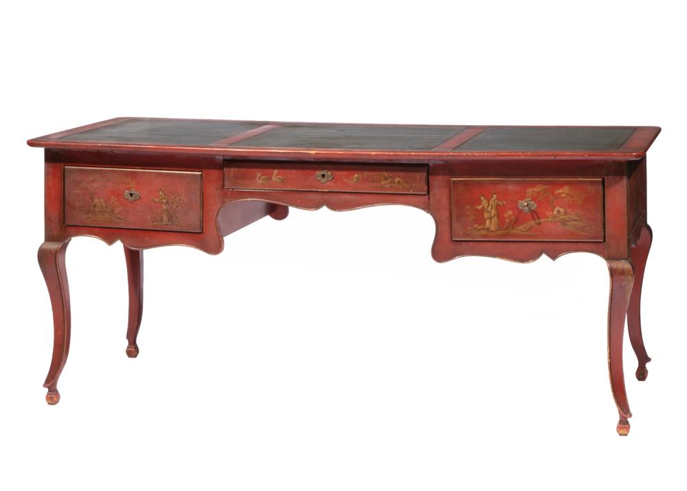 BAKER RED LACQUER CHINOISERIE BUREAU 318573