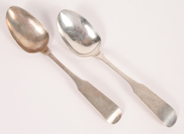 Lot of 2 coin silver tablespoons spoons 4f3c0