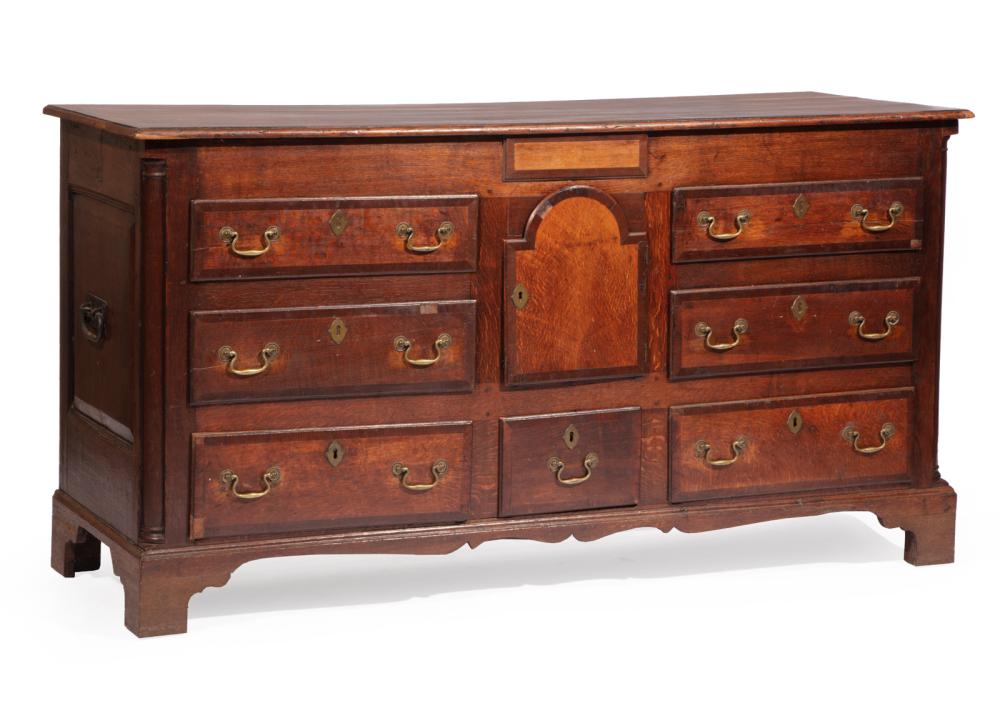 WILLIAM AND MARY BANDED OAK DRESSER