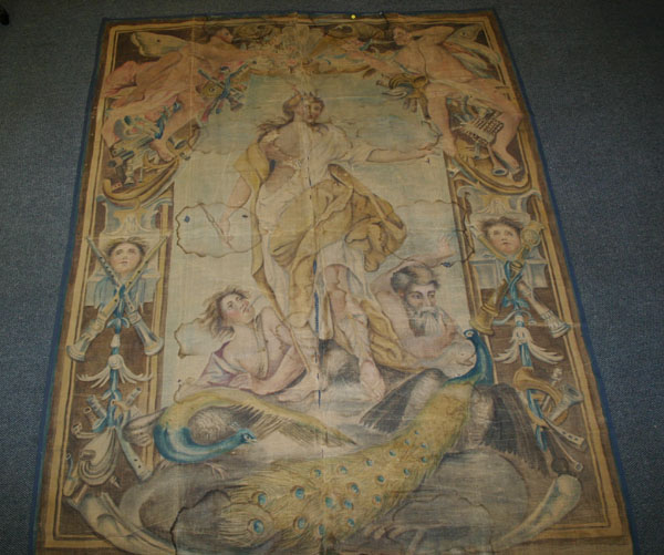 Large antique tapestry; classical figures
