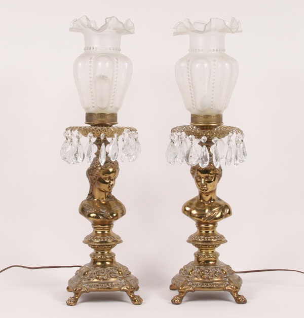 Pair Figural Brass banquet lamps 4f3e0