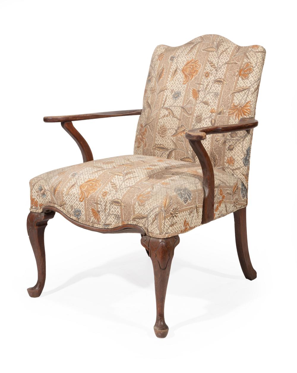 QUEEN ANNE STYLE MAHOGANY ARMCHAIRQueen 3186fa