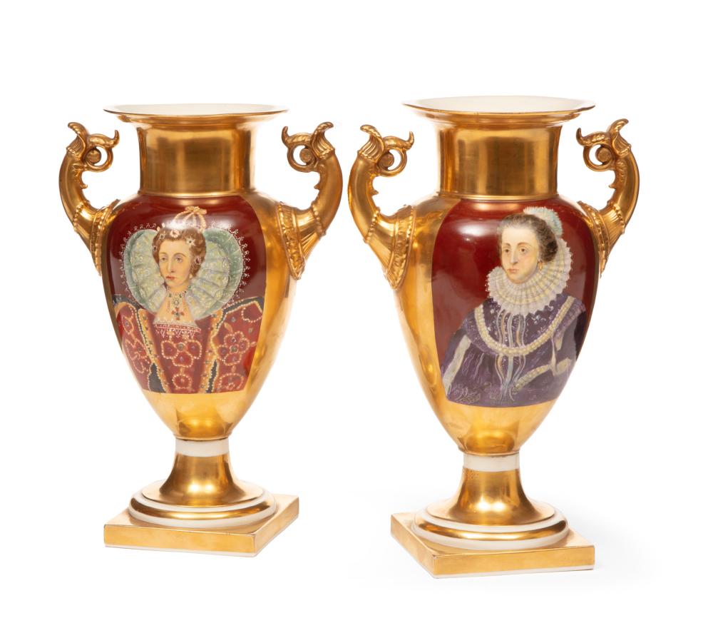 PAIR OF GILT AND POLYCHROME PARIS