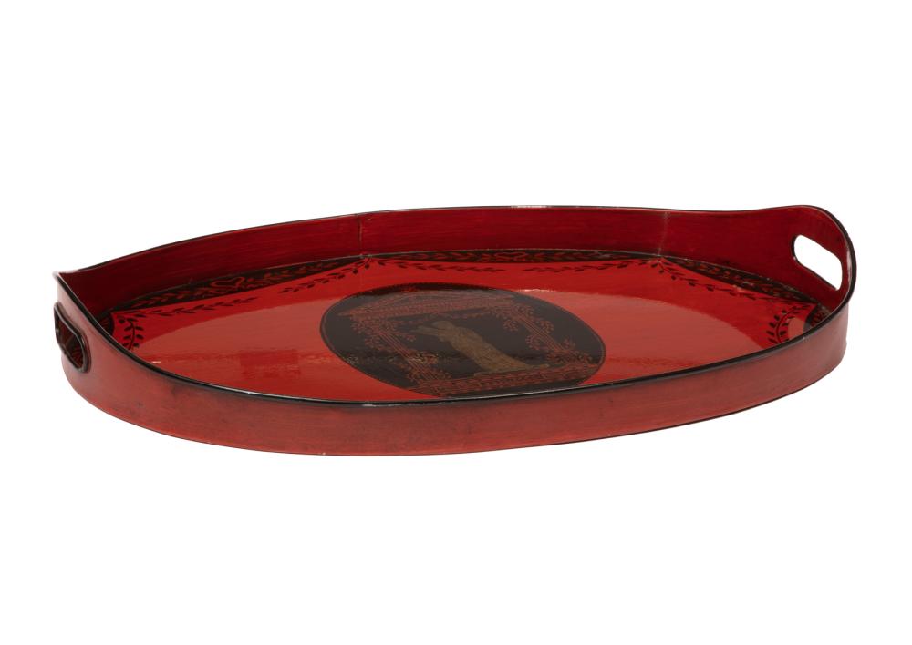 ENGLISH RED TOLE TRAYRed Tole Tray  318789