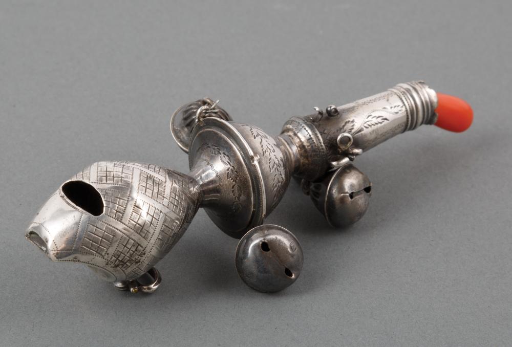 GEORGIAN STERLING SILVER RATTLE 3187ac