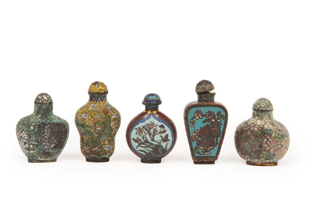 FIVE CHINESE CLOISONNE ENAMEL SNUFF 3187ee