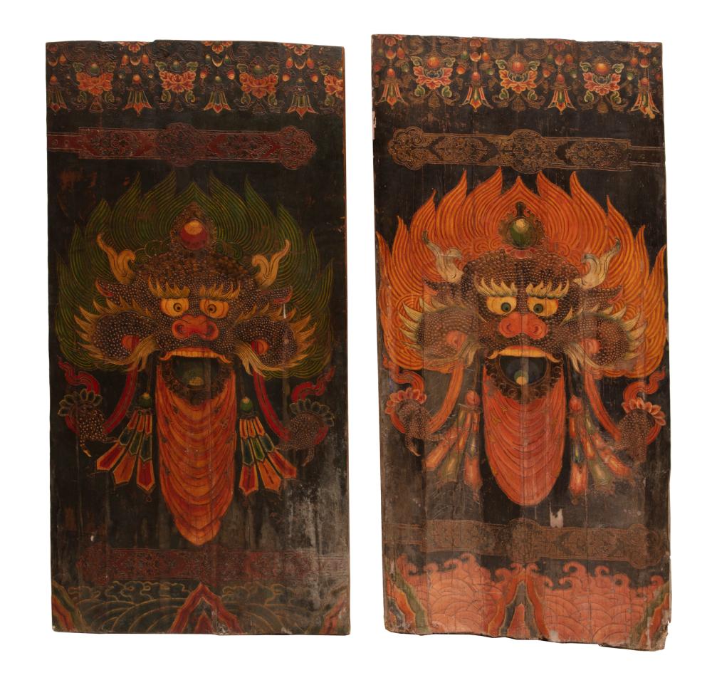 ASIAN POLYCHROME PAINTED CANVAS 318807