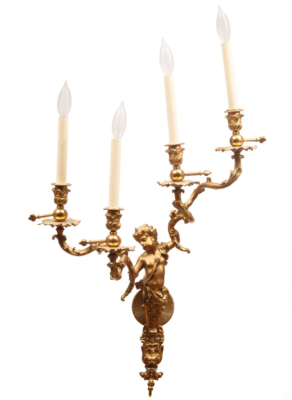 LOUIS XV-STYLE GILT BRONZE FOUR-LIGHT