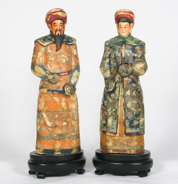 Pair cast Chinese figures; male/female