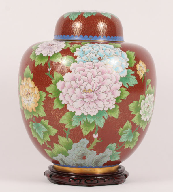 Large Asian cloisonne covered jar 4f412