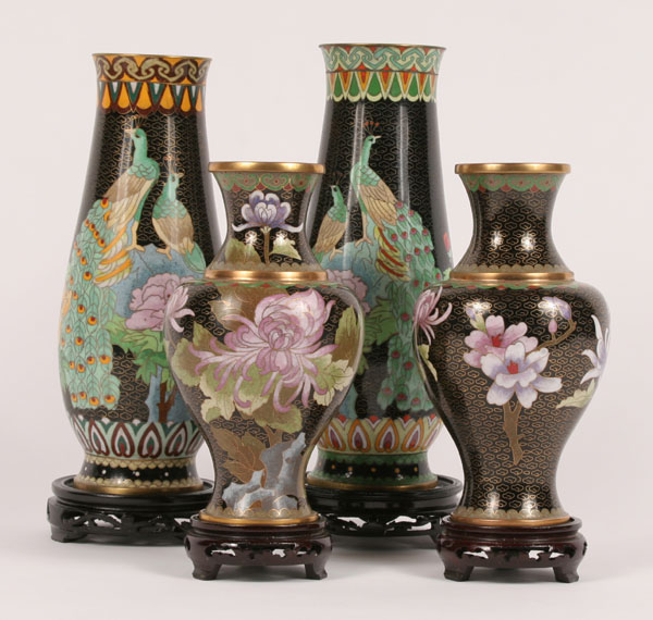 Two pair Asian cloisonne vases 4f413