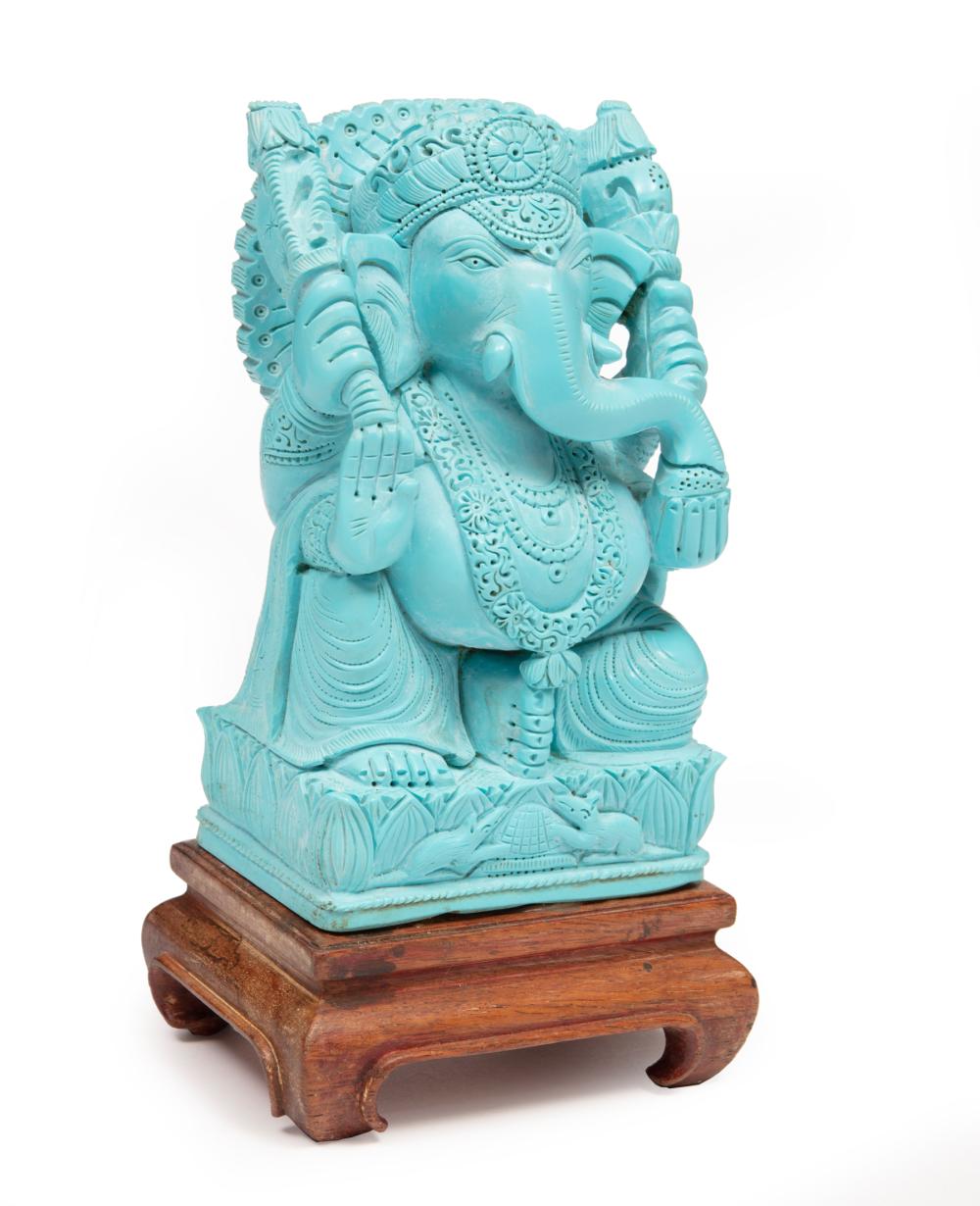 ASIAN TURQUOISE FIGURE OF GANESHAAsian