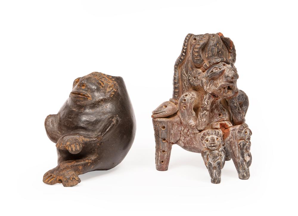 TWO PRE-COLUMBIAN FIGURAL VESSELSTwo