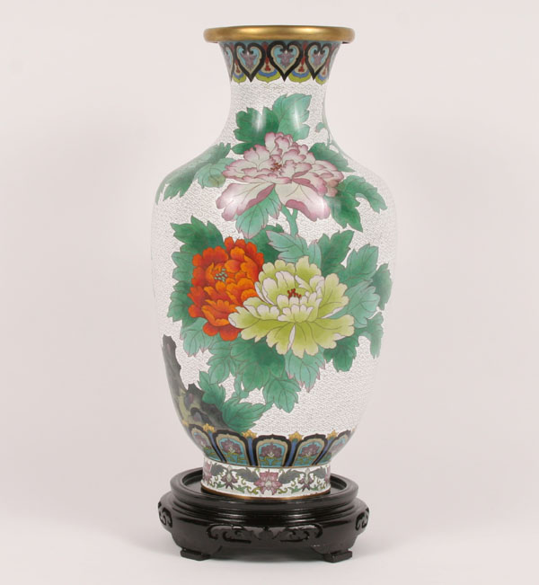 Tall Asian cloisonne vase on stand  4f420