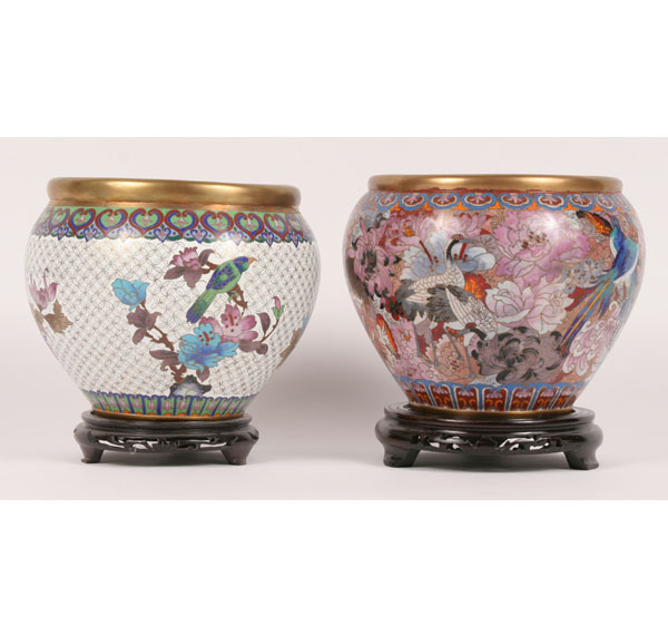 Asian Cloisonne Vases on Stands  4f42a