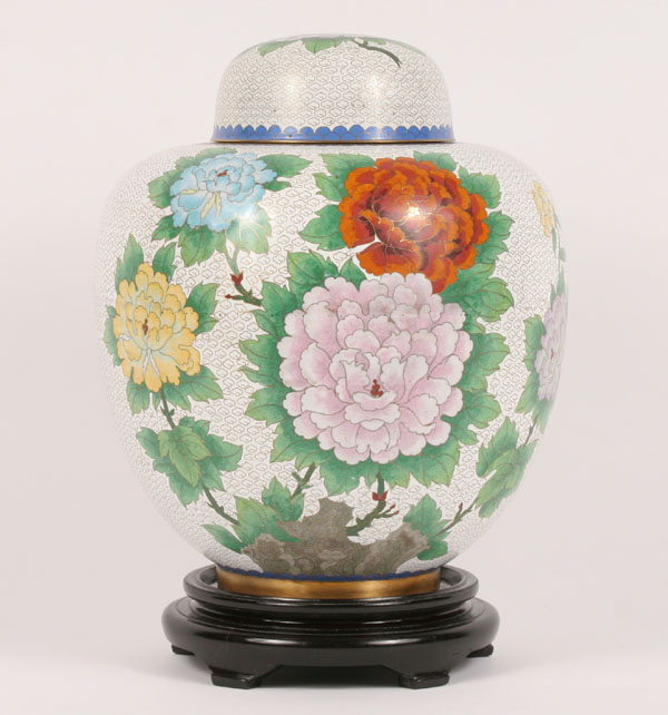 Large Asian cloisonne covered jar 4f42b