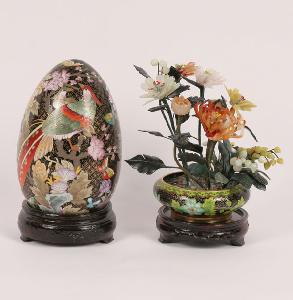 Cloisonne egg with stand and cloisonne