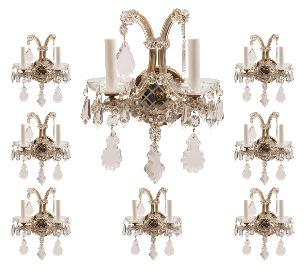 EIGHT CONTINENTAL CUT CRYSTAL TWO-LIGHT