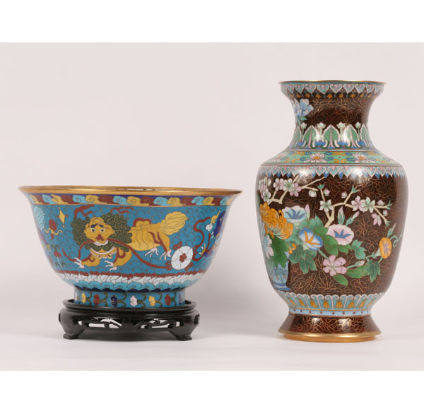 Asian Cloisonne 12 Vase and Footed 4f434