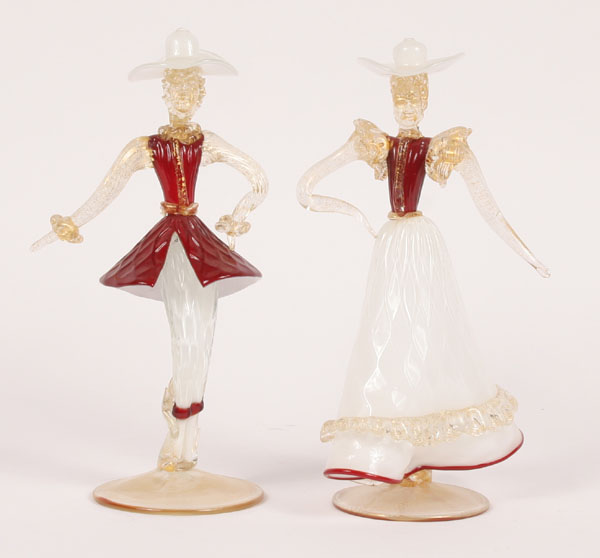 Italian art glass figures; costumed