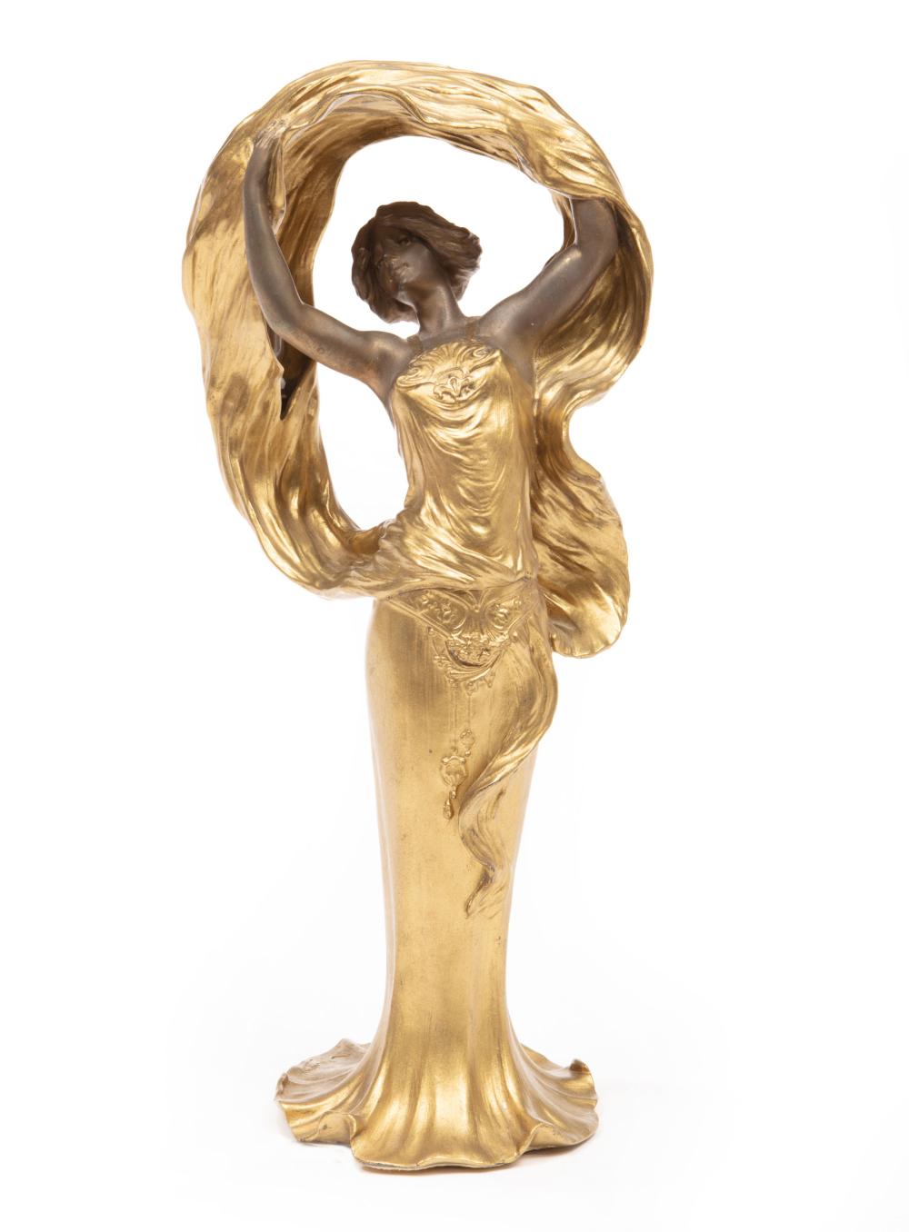 ART NOUVEAU GILT METAL FIGURAL 318a6a