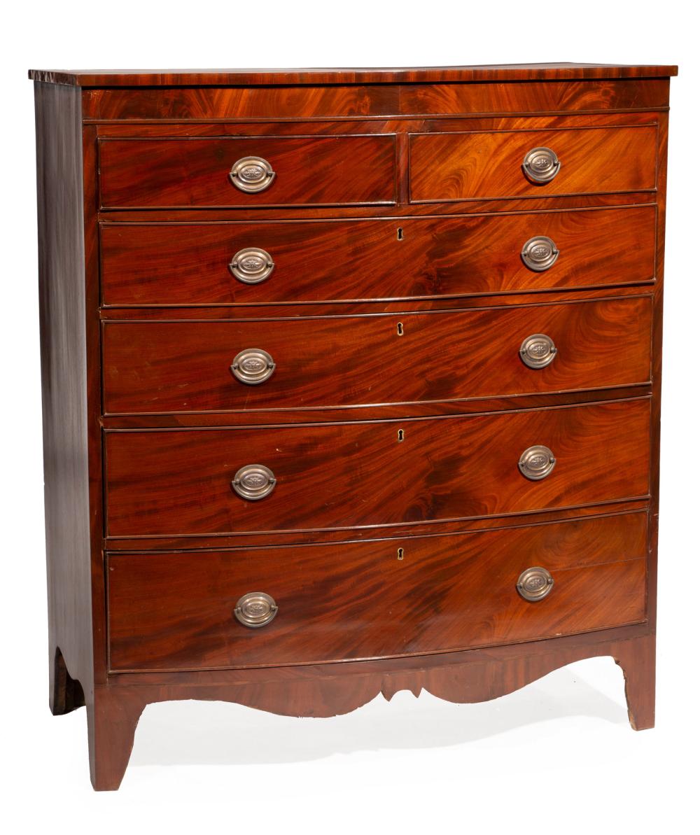 REGENCY FIGURED MAHOGANY BOWFRONT