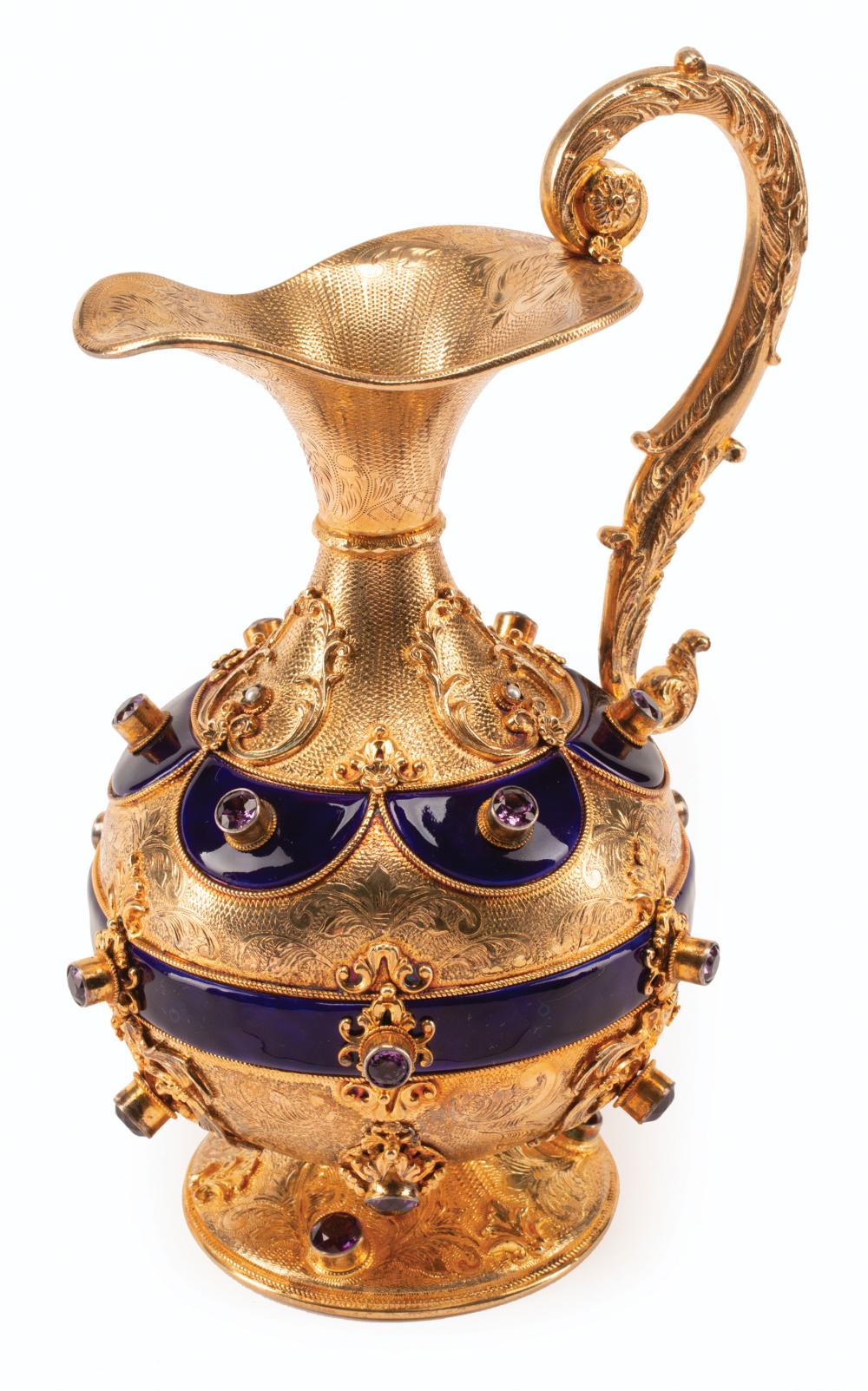 AUSTRIAN SILVER GILT AND JEWELED ENAMEL