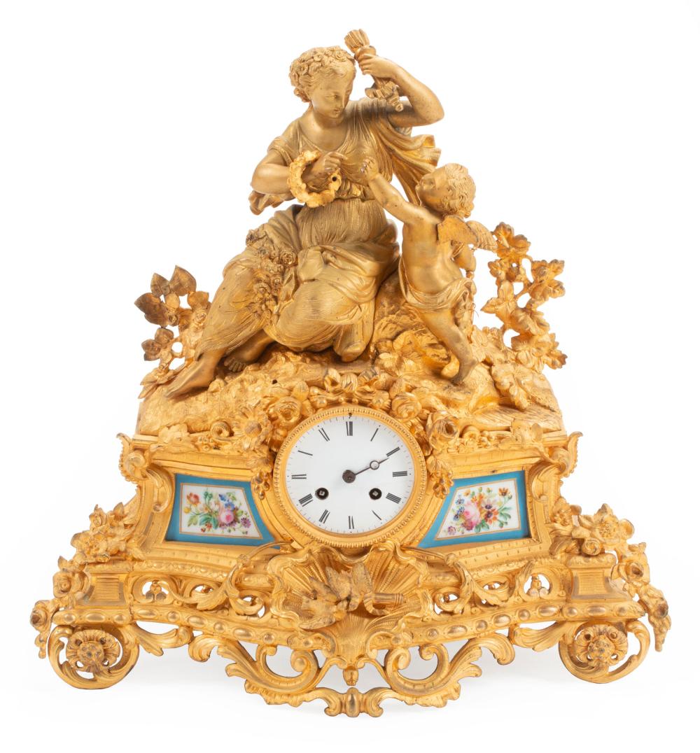 FRENCH PORCELAIN-MOUNTED GILT BRONZE