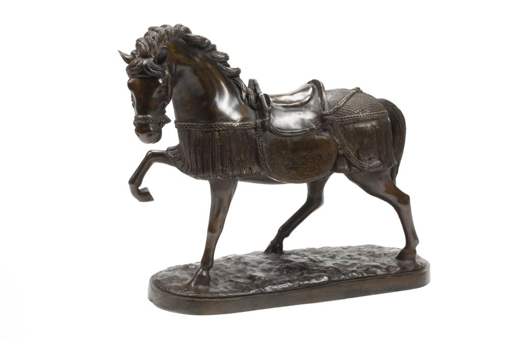 PATINATED BRONZE FIGURE OF A HORSEPatinated