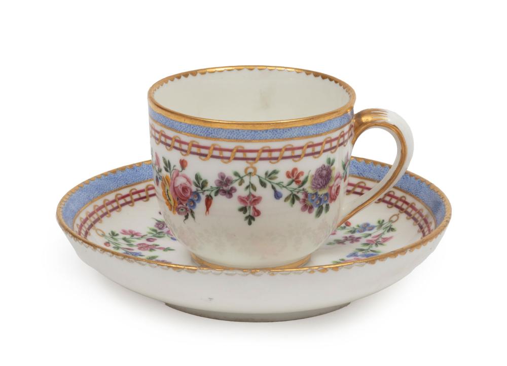SEVRES PORCELAIN CUP AND SAUCERSevres 318ade